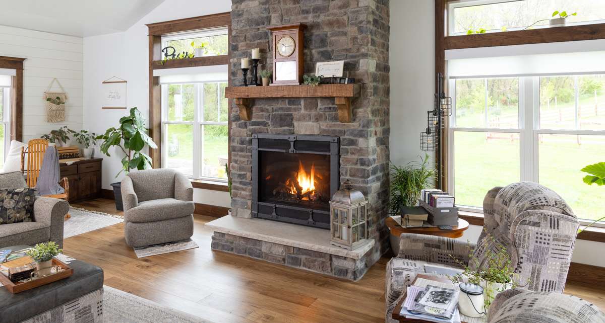 Living room with fireplace